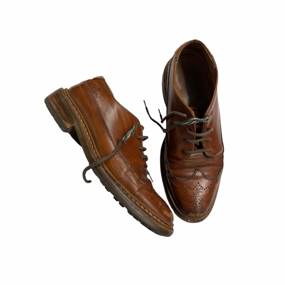 John Fluevog Linda Brown Leather Brogue Shoes Size 6.5